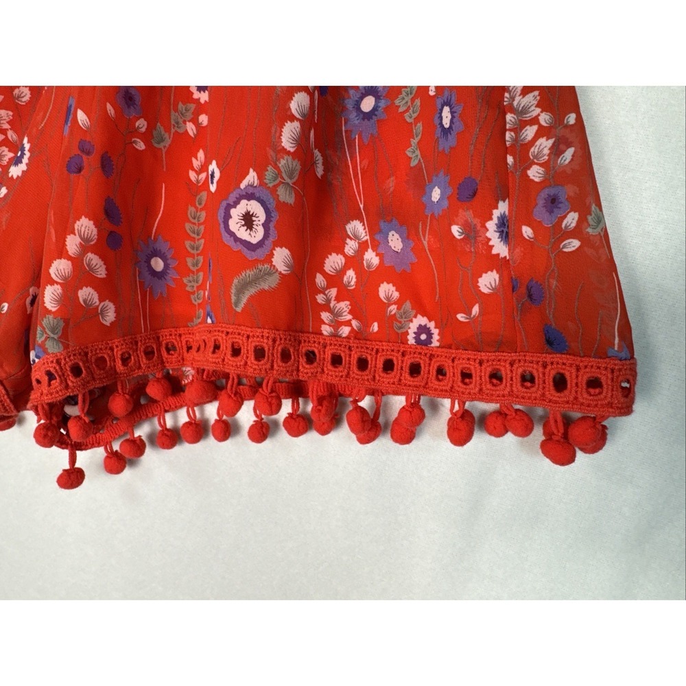 Allison New York Flirty Shorts Sx 25in Waist Sheer and Lined Fringe PomPoms BoHo - Picture 3 of 9